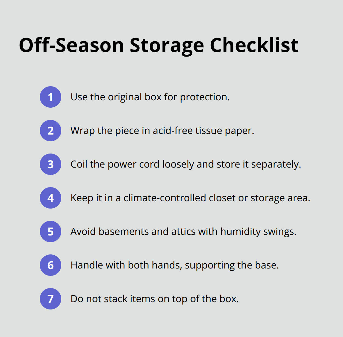 Compact checklist for storing and handling the Lemax Adoption Center safely in the off-season.