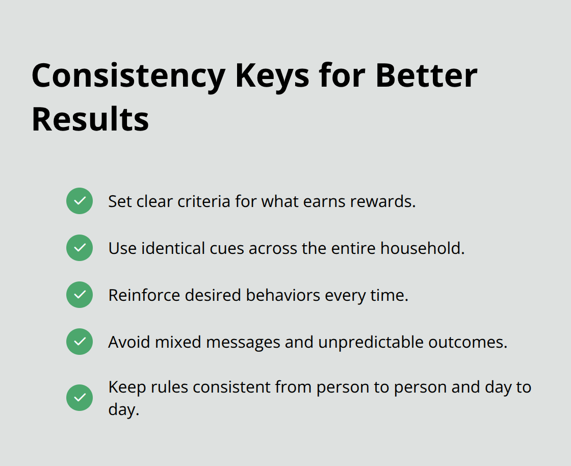 Checkmark list highlighting essential consistency practices for dog training - how to handle dog behavioral issues