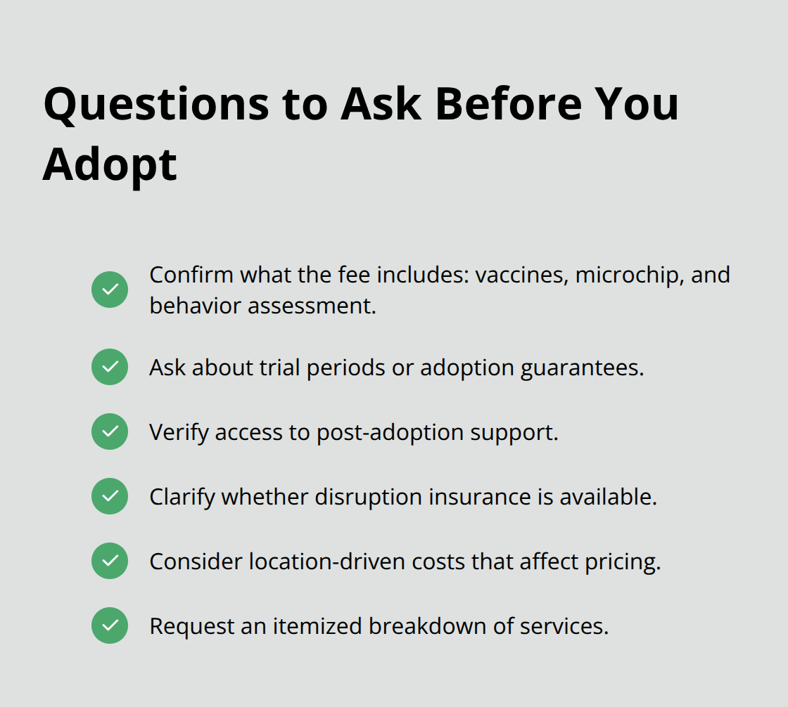 Checklist of adoption fee inclusions and policies to confirm - adoption fees explained