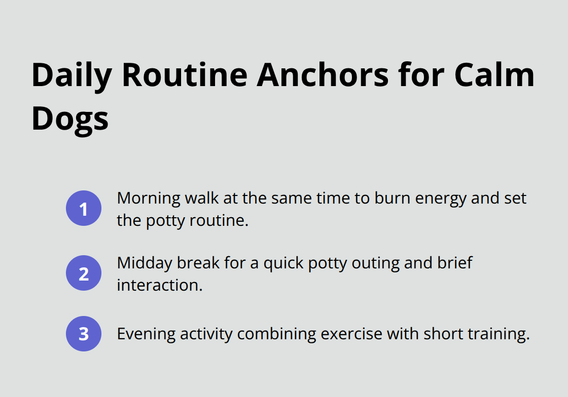 Compact list of three daily routine anchors for dogs.